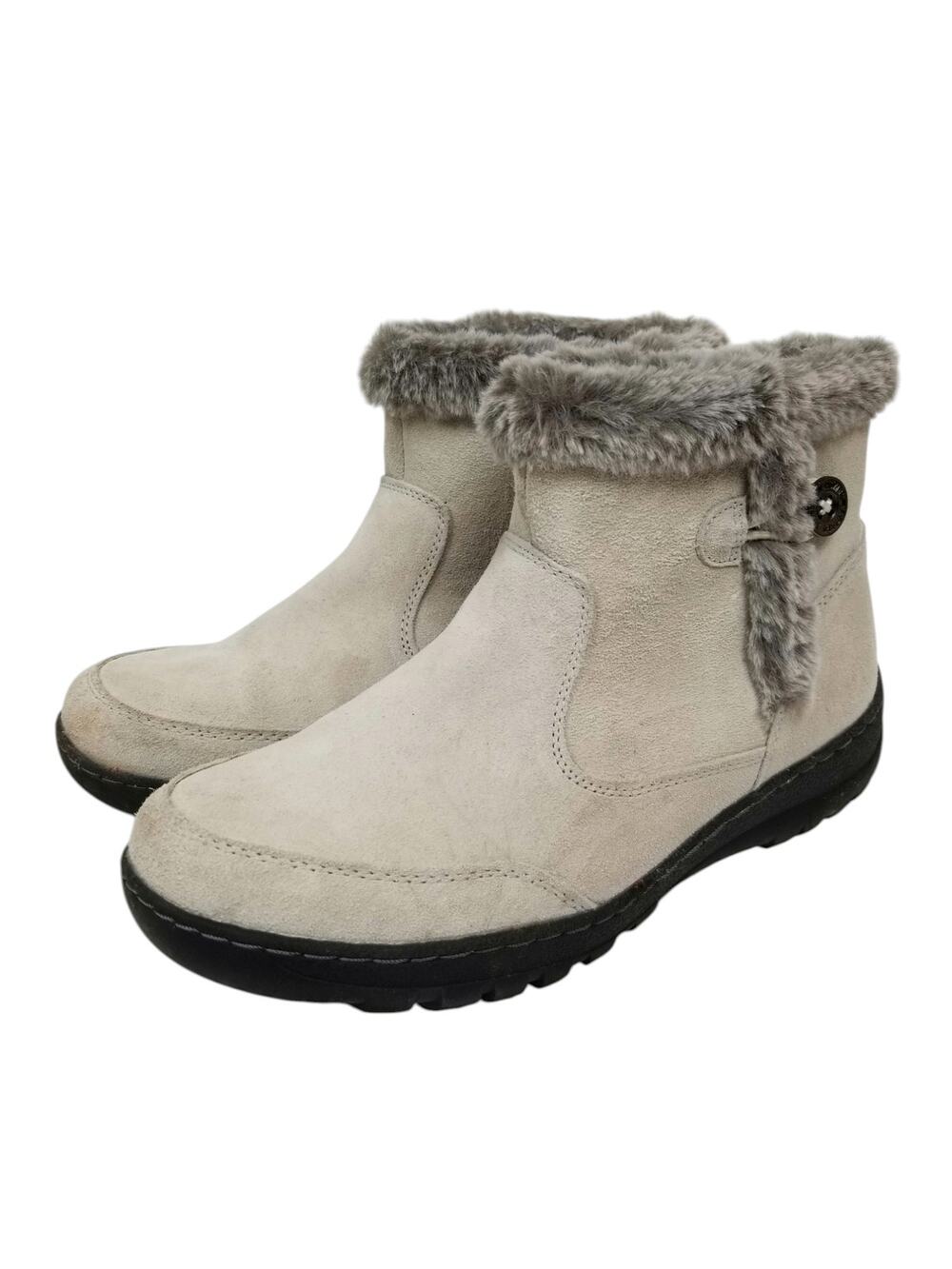 Khombu Iris Cream Suede Faux Fur Trim Ankle Boots Women's Size 10